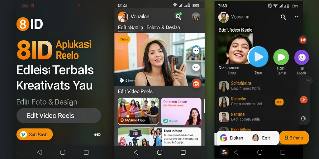 Antarmuka pengguna aplikasi Edit Video Reels yang menarik dan fungsional.