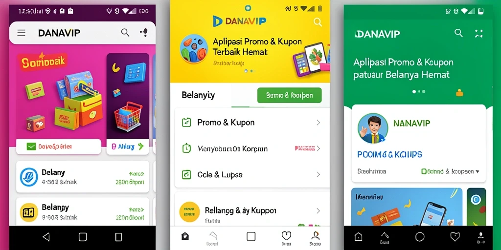 Tampilan antarmuka DANAVIP dengan berbagai kupon menarik.