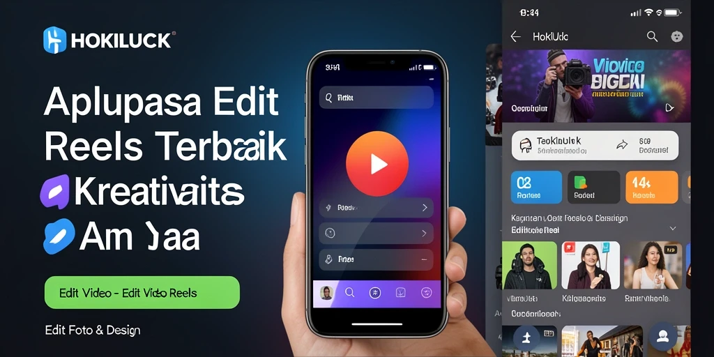 Tampilan antarmuka HOKILUCK dengan berbagai fitur Edit Video Reels.