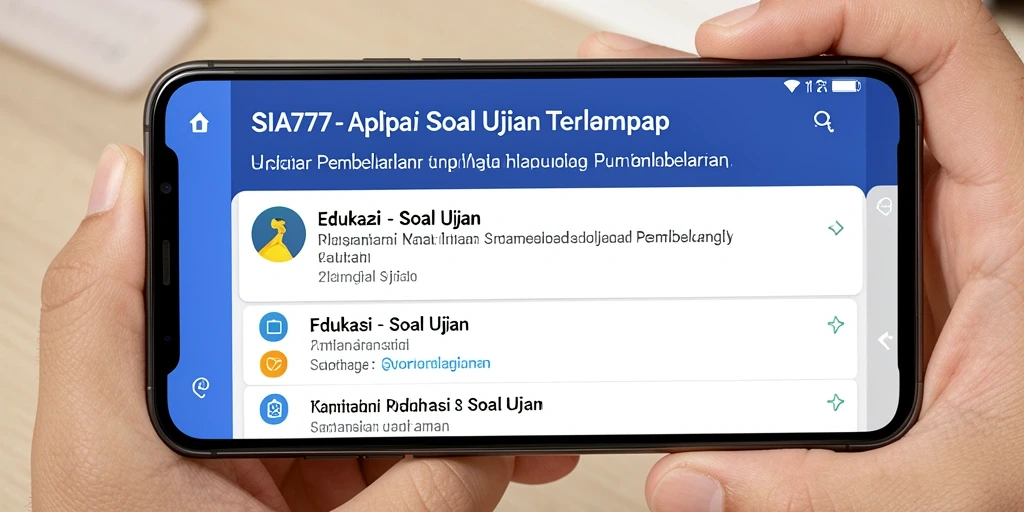 Tampilan antarmuka aplikasi Soal Ujian SIA777 yang modern dan intuitif.