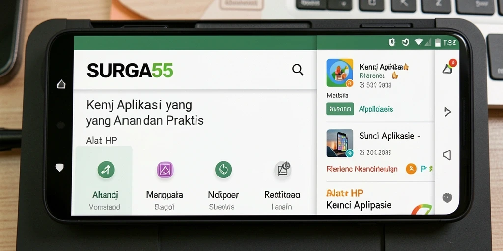 Antarmuka intuitif SURGA55 untuk kunci aplikasi yang aman.